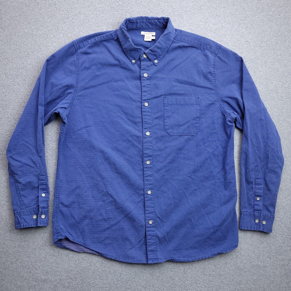 Carbon2Cobalt Button Down Shirt Large Blue Polka Dot Cotton Size Mens